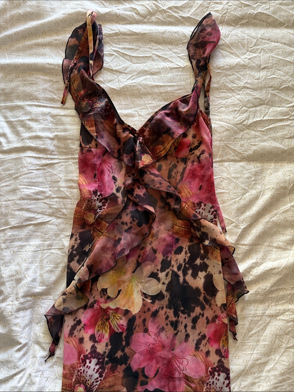 Off-Shoulder Pink Floral Backless Maxi Dress - Picture 5 of 6
